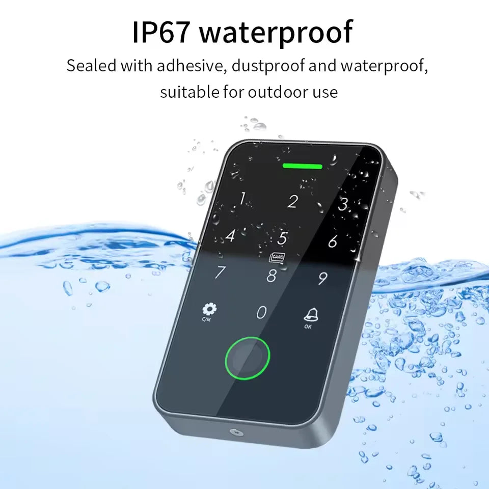 125Khz+13.56MHz Dual RFID NFC Work with Tuya Fingerprint Access Control Keypad IP67 Waterproof Biometrics Door Opener Gateway