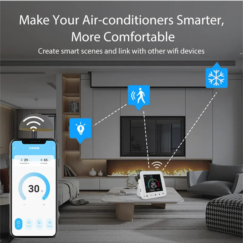 Tuya WiFi Smart Air Conditioner Controller USB Temperature Humidity Infrared Controller LCD Touch Screen for Google Home Alex