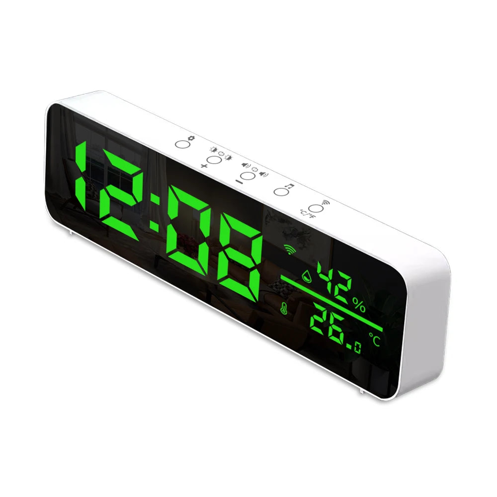 Smart WiFi Electronic Alarm Clock Temperature Humidity Sensor LED Screen Tuya Smart APP Control Support Alexa Google Home