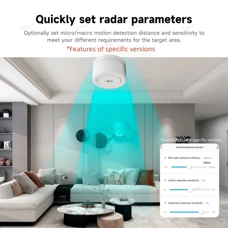 Zigbee 24G MMWave Human Presence Sensor Microwave Radar Occupancy Motion Detector Smart Home Works with Zigbee2MQTT TUYA APP