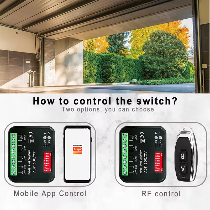 300MHz-868MHz Universal Garage Door Remote Control Receiver Works With Tuya Wifi Smart Switch Receiver Controller 433MHz 868MHz