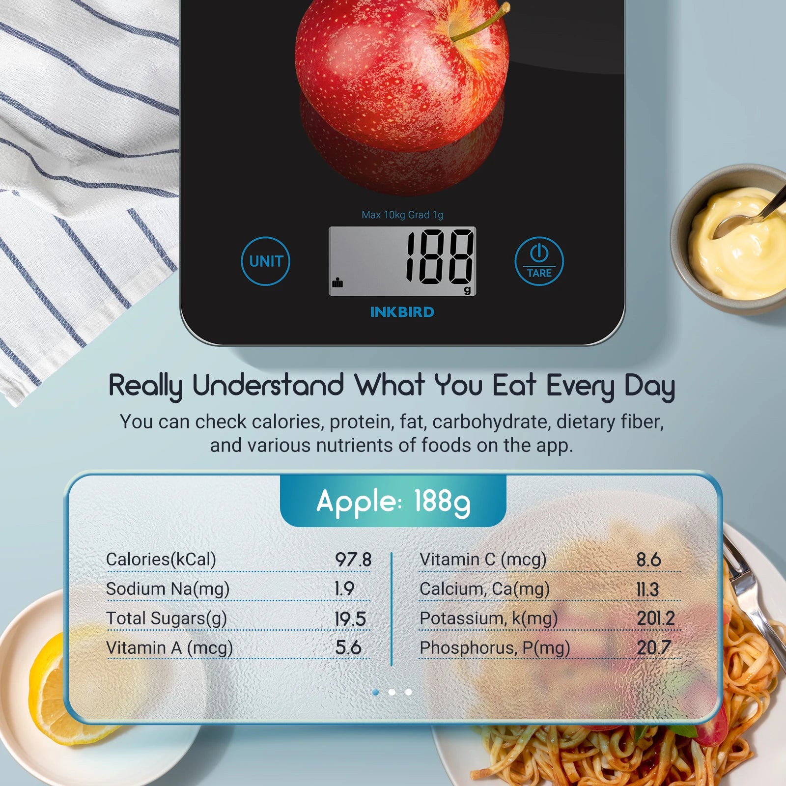 INKBIRD Bluetooth Kitchen Scale High-Precision Electronic Pastry Baking Scale Household Digital Scale for Cooker,Baker