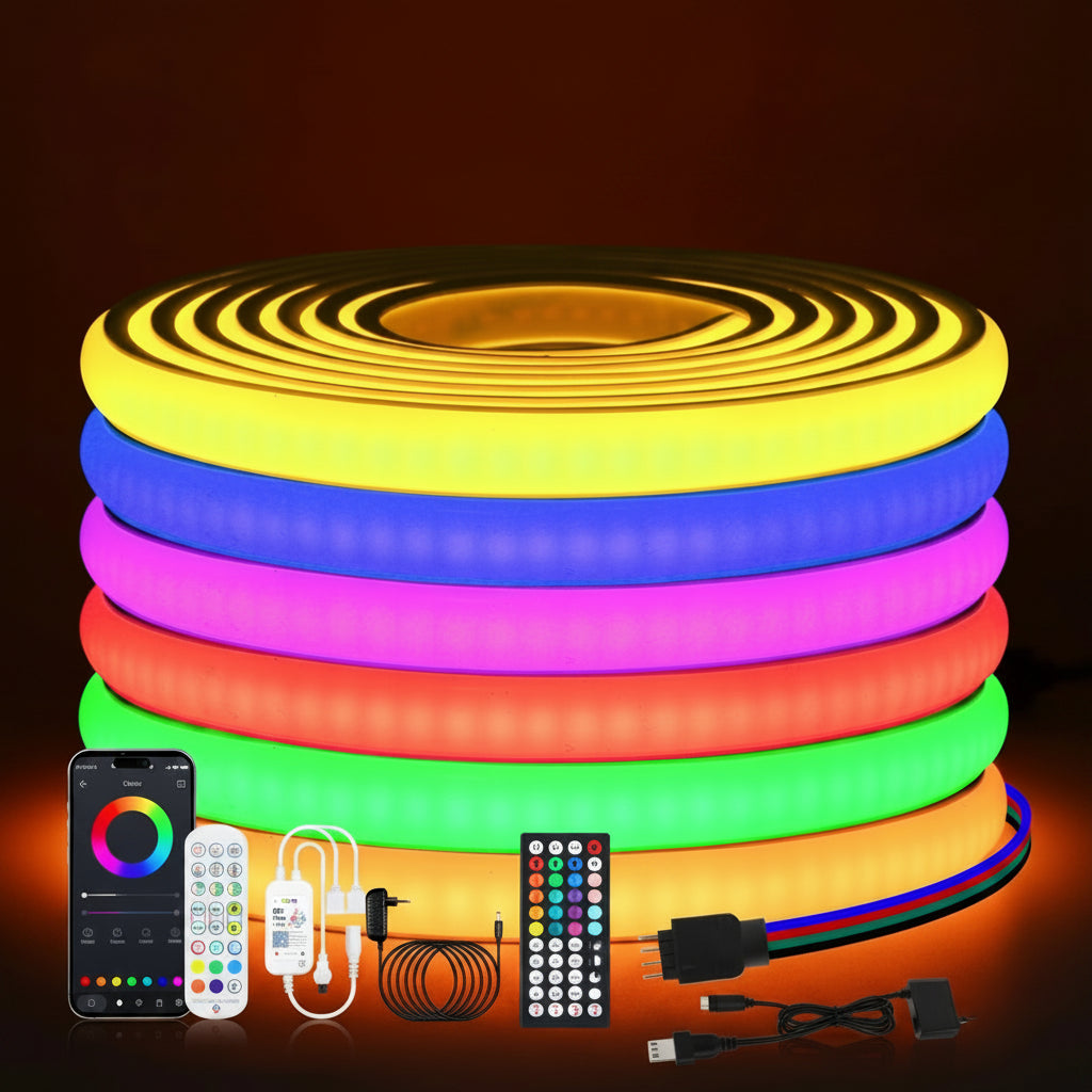 12V 24V Smart RGB COB LED Neon Strip WIFI Bluetooth App&Remote Control 576LED/m Waterproof Neon Light Indoor Outdoor Decor 1-20M