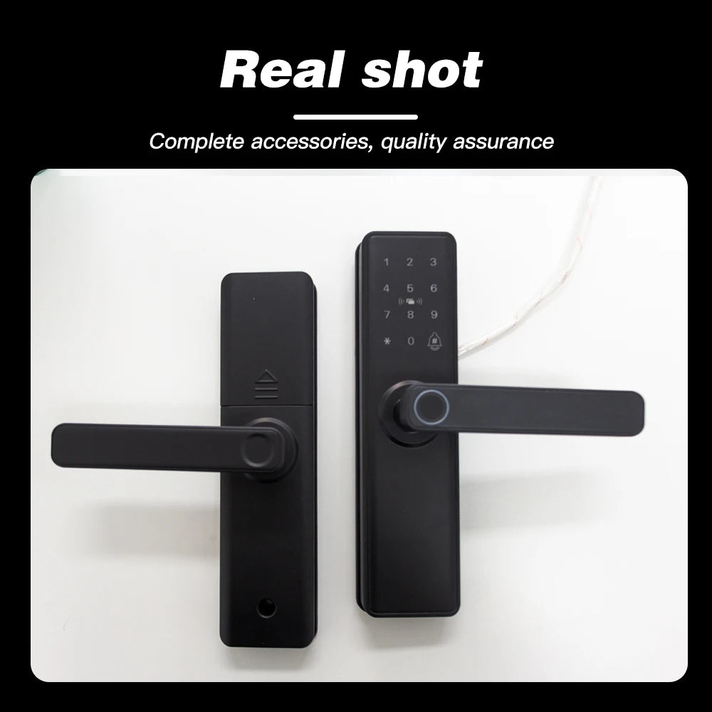 2026 New Smart Door Lock With Bluetooth Compatible Tuya APP Digital Electronic Lock Smart Home Wooden Door Lock Fingerprint