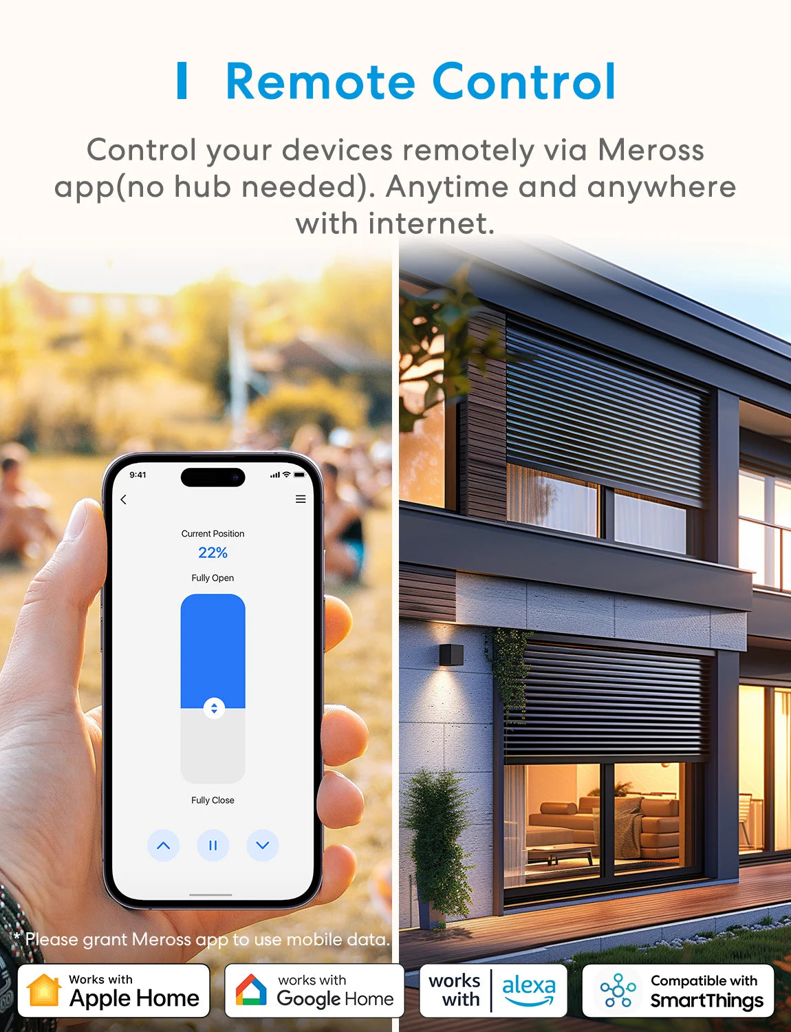 Meross Matter Smart Wi-Fi Roller Shutter Belt Winder Motorized Roller Shutter Shades Work with Google Alexa