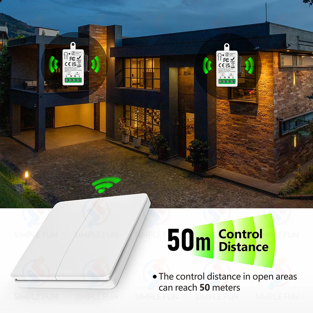 Mini RF Smart Light Switch 110V 220V 230V Self Power Wireless Wall Switch No Battery Support Power Restoration Status Setting
