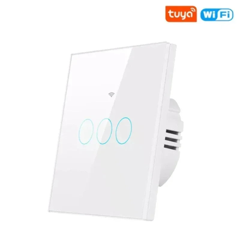 Works with Tuya WiFi Touch Switch Light Wall Smart Switch for EU Smart Home Life Alexa Google Home 433RF WiFi Remote 1/2/3 Gang