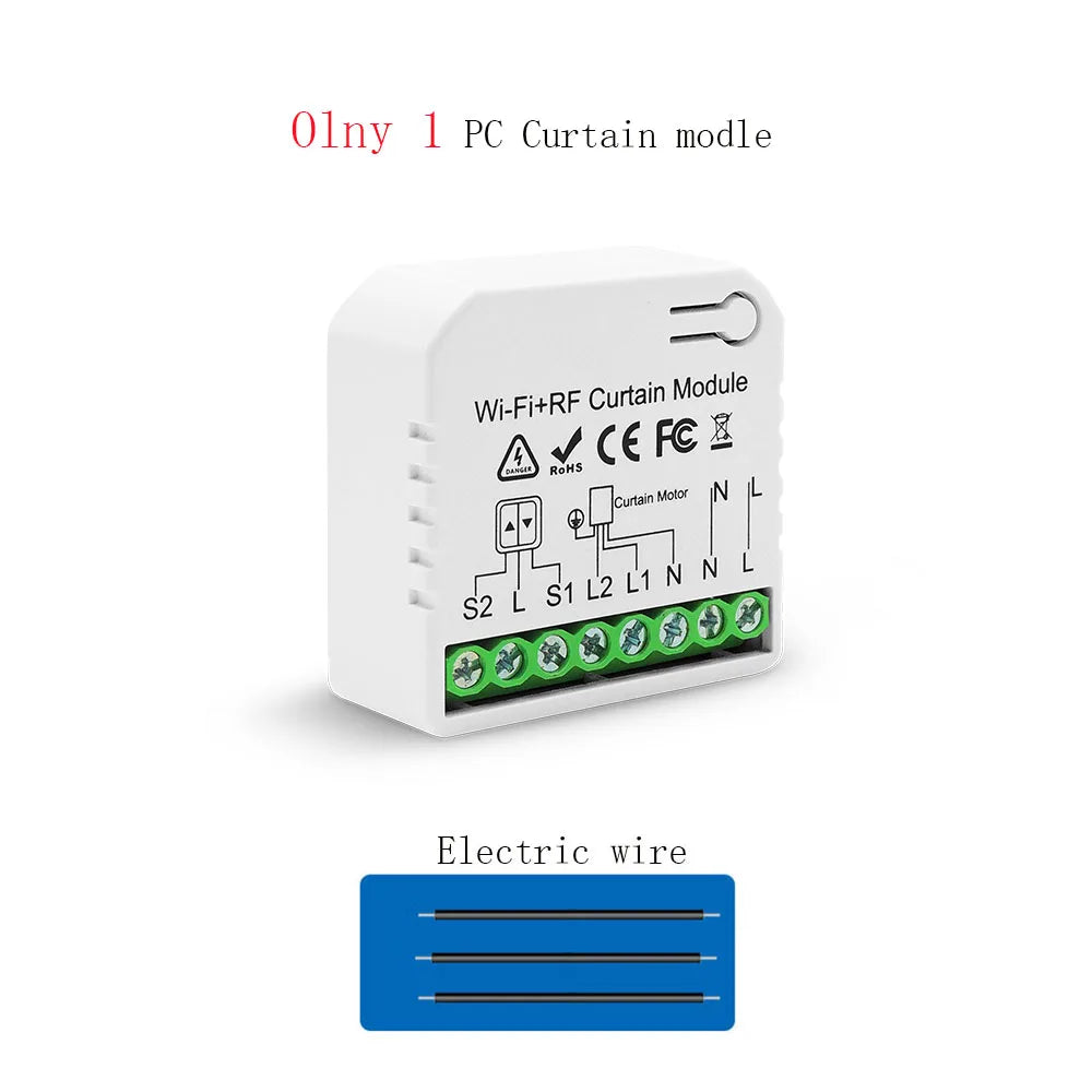 WiFi Tuya Smart Life 433Mhz Blind Curtain Switch with RF 5 Channels Remote for Electric Roller Shutter Google Home Alexa