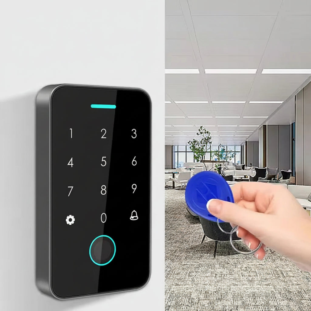 125Khz+13.56MHz Dual RFID NFC Work with Tuya Fingerprint Access Control Keypad IP67 Waterproof Biometrics Door Opener Gateway
