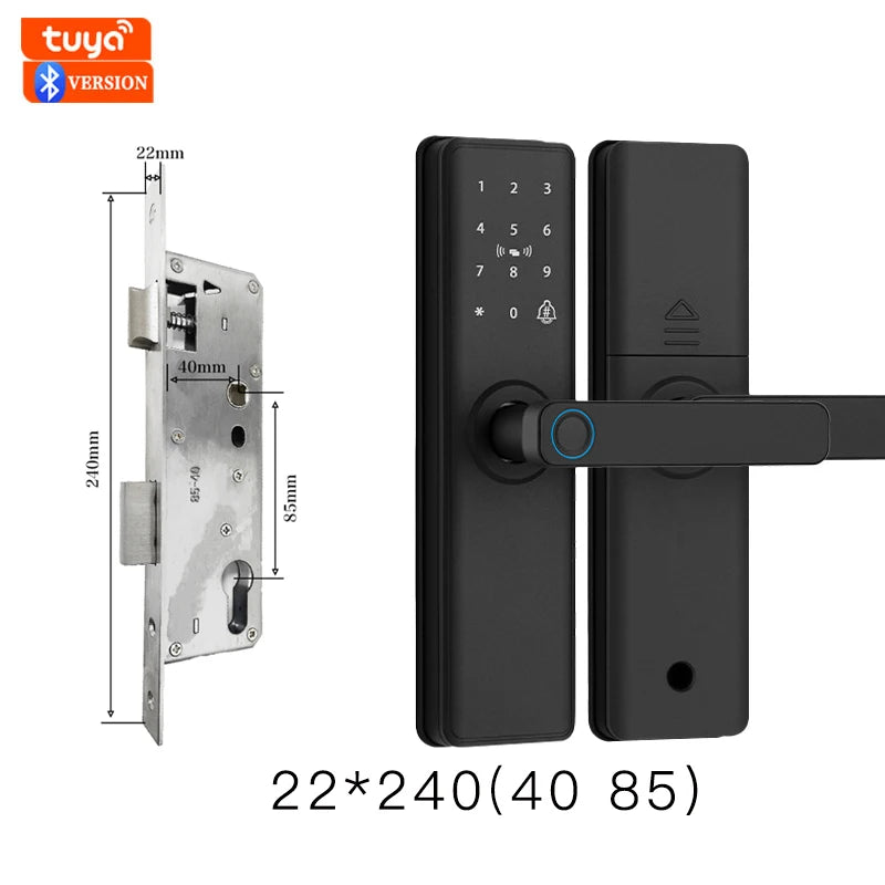 2026 New Smart Door Lock With Bluetooth Compatible Tuya APP Digital Electronic Lock Smart Home Wooden Door Lock Fingerprint