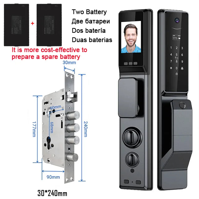 Outdoor Waterproof Lock Wifi Tuya APP Remote Voice Intercom Electronic Door Lock Face Fingerprint Smart Door Lock With Camera