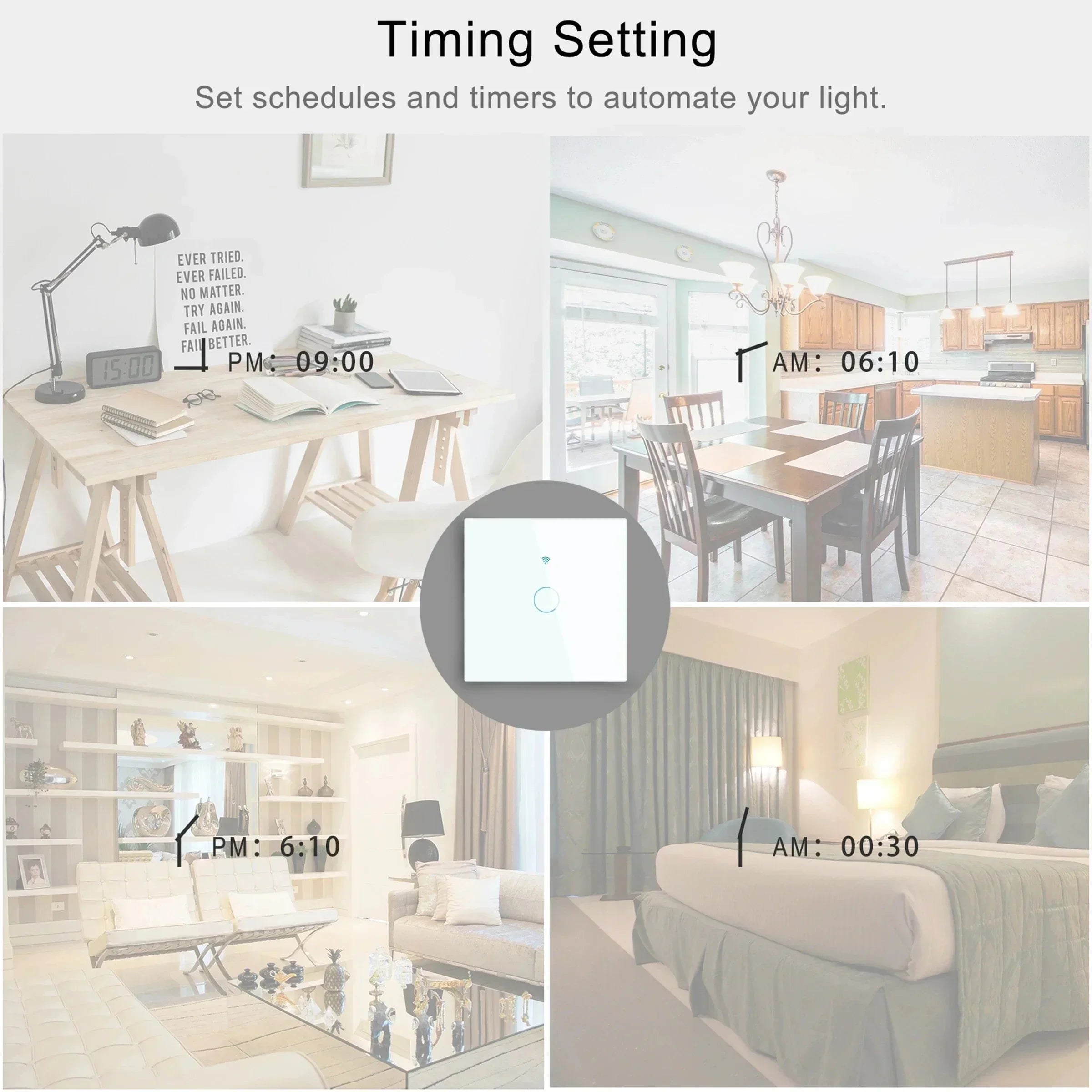 Works with Tuya WiFi Touch Switch Light Wall Smart Switch for EU Smart Home Life Alexa Google Home 433RF WiFi Remote 1/2/3 Gang