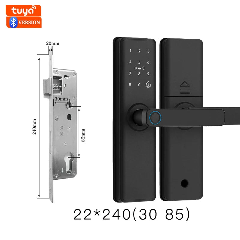 2026 New Smart Door Lock With Bluetooth Compatible Tuya APP Digital Electronic Lock Smart Home Wooden Door Lock Fingerprint