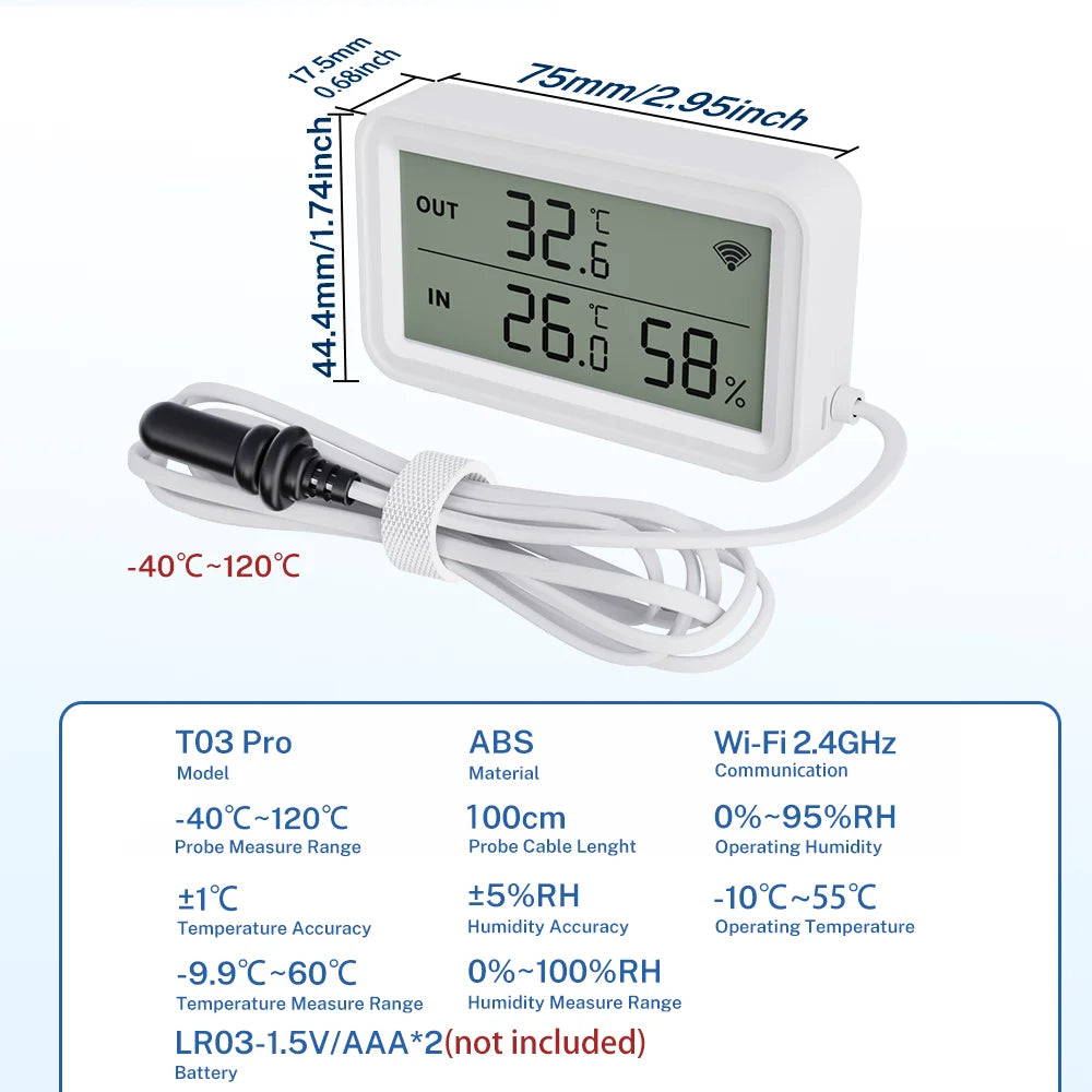 Tuya WiFi Temperature Humidity Sensor With External Probe APP Remote Control Thermometer Hygrometer Work With SmartLife Alexa