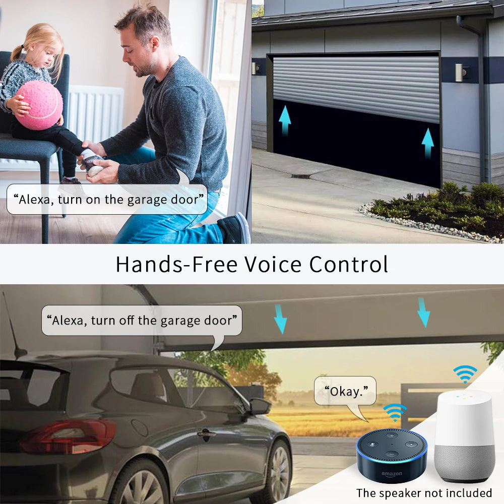 WIFI Smart Garage Gate Electric Door Access Motor Switch DC12V 24V AC220V 1/2CH Pulse Relay Module RF433 Remote Works with Tuya
