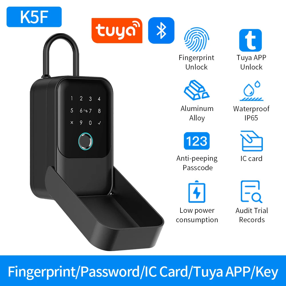 Fingerprint Key Box Storage Secret Key Lock Fusebox BLE Tuya / Ttlock App Unlock Support Wifi Gateway Secreta Safety Box Padlock