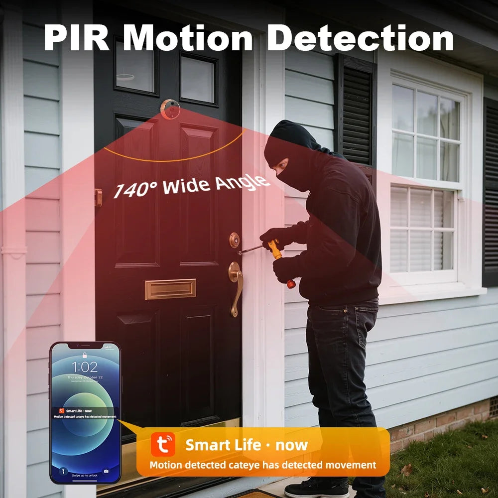 Extractme 4.3 Inch Wifi Smart Doorbell Camera Tuya 1080P Full HD Door Peephole Camera with PIR Detection Doorbell  Видеоглазок