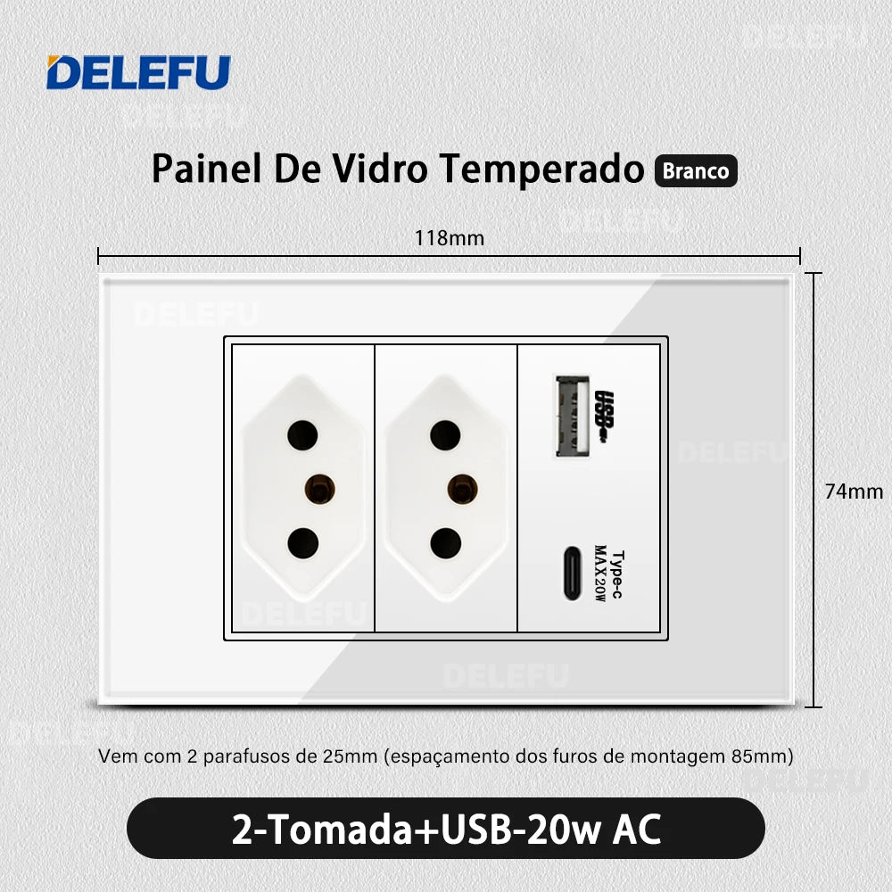 Delefu Brazil USB-C Wall Socket