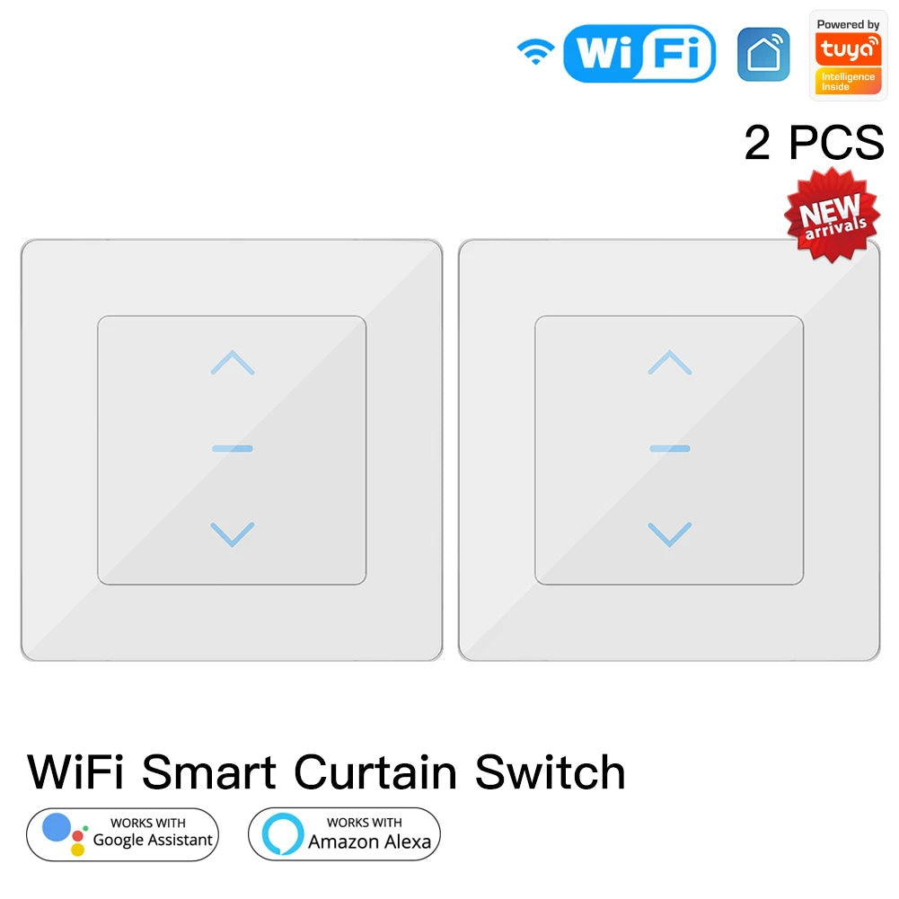 New WiFi Smart Curtain Switch Touch Design for Motorized Curtains and Roller Blinds work with Tuya Smart Life App Alexa Google