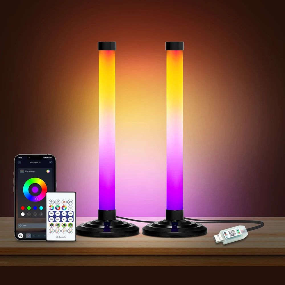 2 4 Light RGB Kit Smart LED Floor Lamp App Remote Control RGBIC Music Sync Timer for Gaming PC Computer Room Corner Lighting